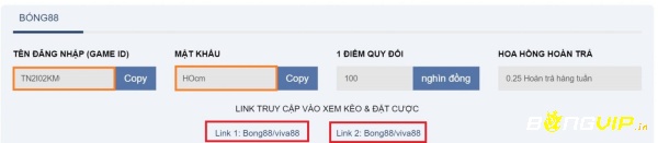 Giao diện đăng nhập nhà cái bong8899