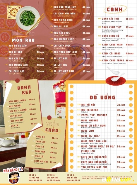 Menu cơm 123