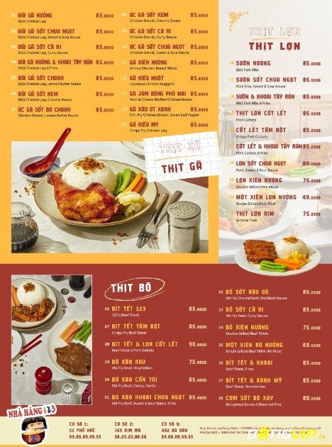 Menu cơm 123