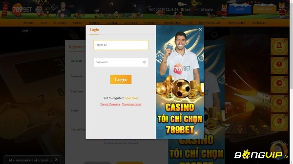 Giao diện đăng nhập cá cược ibet888