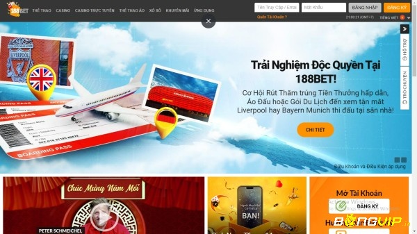 Giao diện nhà cái 188bet thiết kế chuyên nghiệp, đẳng cấp