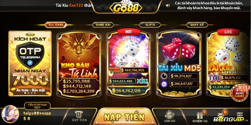 Go 88 net- Sở hữu nguyên hệ thống game đổi thưởng ăn khách nhấ hiện nay.