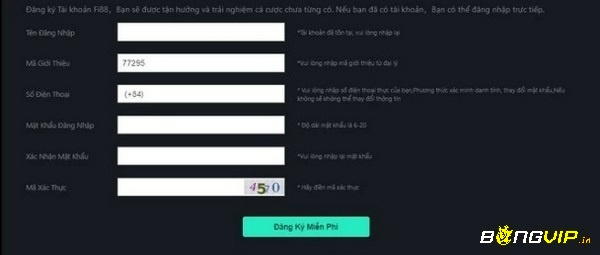 Form đăng ký tài khoản tại nhà cái slive88.net