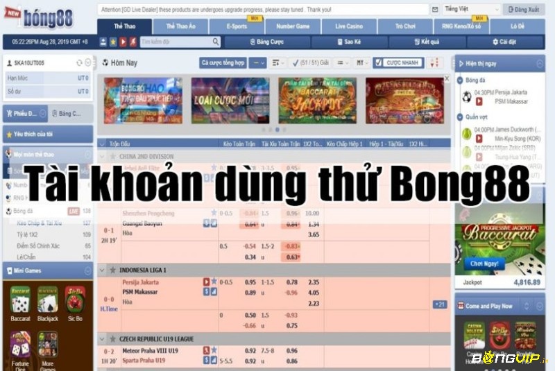 Tài khoản dùng thử bong88