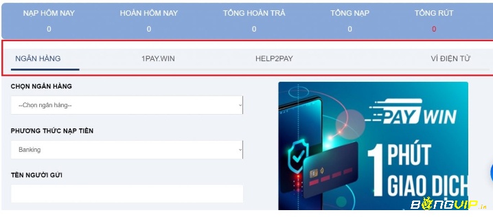 Chọn cách nạp tiền