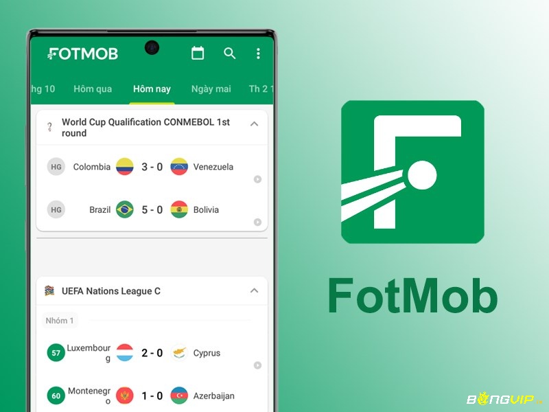Ứng dụng của Fotmob với đa dạng tính năng