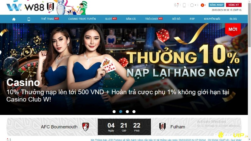 Giao diện nhà cái W88 đẹp, chuyên nghiệp