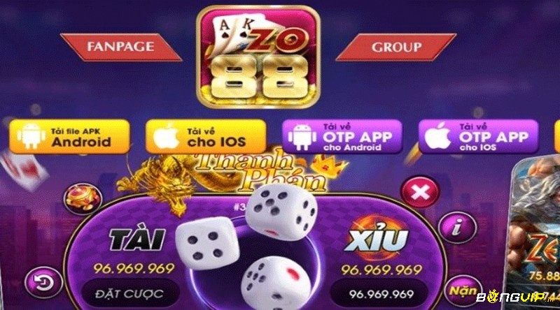 Web game Zo 88 có thiết kế ấy màu tím làm tông màu chủ đạo