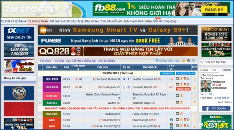 Livescore 7M cn cập nhật liên tục đến từng giây kết quả các trận đấu