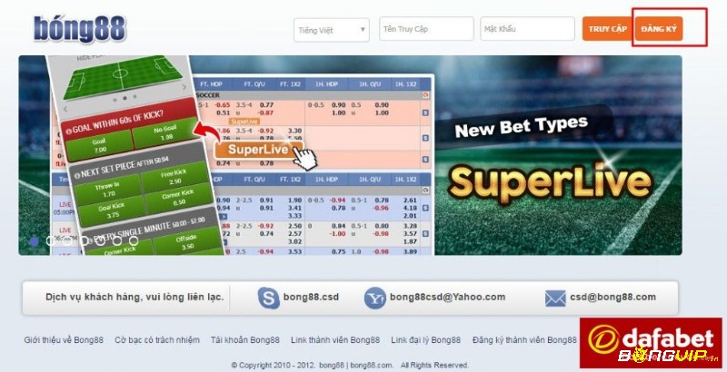 Thiết kế Bong88bet cực kỳ tối giản dễ hiểu bet thủ sẽ không bị nhầm lẫn