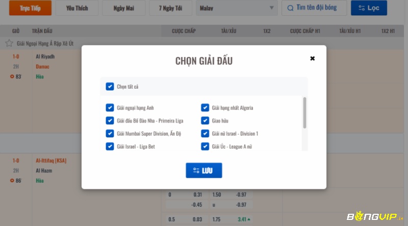 Đa dạng giải đấu cho cược thủ lựa chọn soi kèo