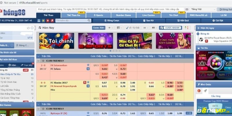 Giao diện Bong88 5566688 được đánh giá là thân thiện