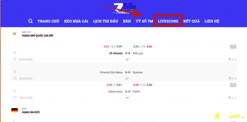 Cách xem 7M cn livescore rất đơn giản