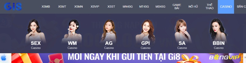 Các sảnh casino live hấp dẫn tại Gi8