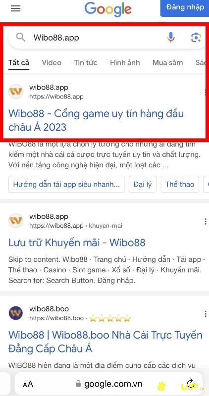 Cược thủ hãy đảm bảo truy cập đúng link của web cược WIbo88